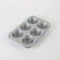 Martha Stewart Everyday Bakeaway 6 Cup Carbon Steel Muffin Pan - Silver - Nonstick Interior - Color Label