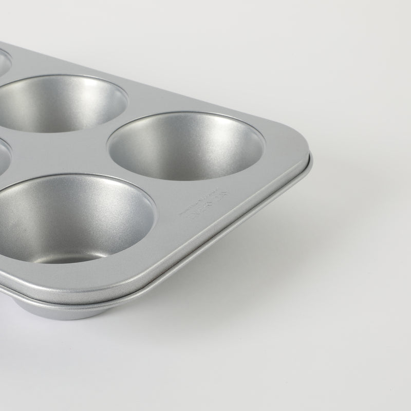Martha Stewart Everyday Bakeaway 6 Cup Carbon Steel Muffin Pan - Silver - Nonstick Interior - Color Label