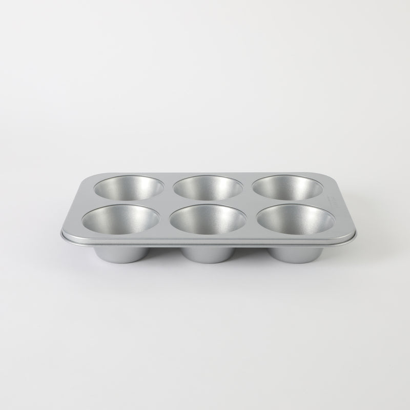 Martha Stewart Everyday Bakeaway 6 Cup Carbon Steel Muffin Pan - Silver - Nonstick Interior - Color Label