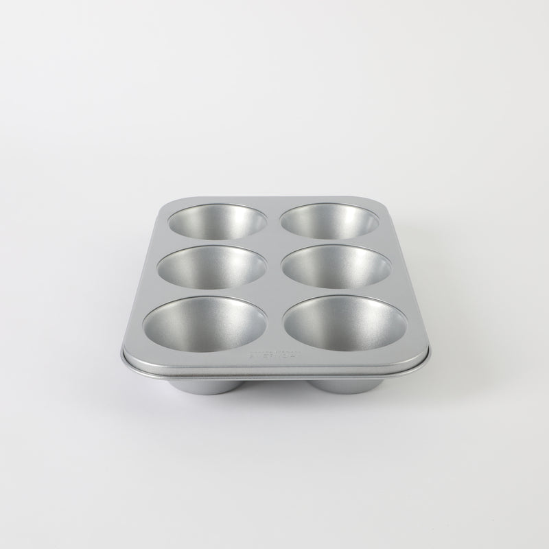 Martha Stewart Everyday Bakeaway 6 Cup Carbon Steel Muffin Pan - Silver - Nonstick Interior - Color Label