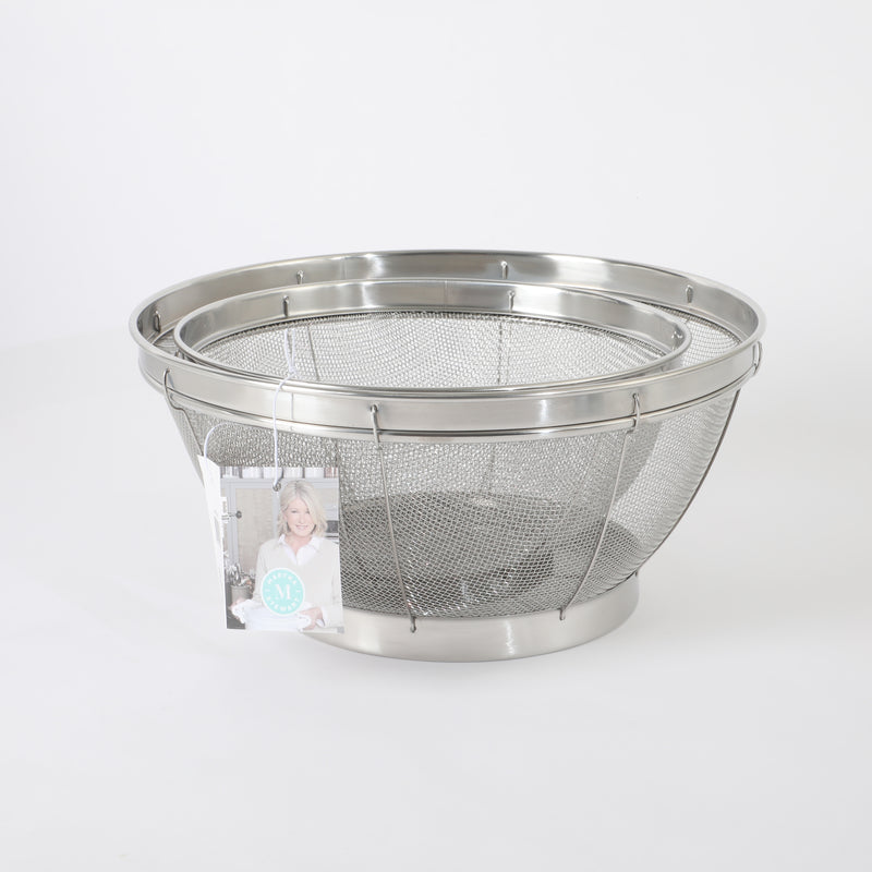 Martha Stewart Covello 2pc Stainless Steel Mesh Colander Set - Hang Tag