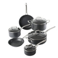 Martha Stewart Bosworth 10pc Hard Anodized Cookware Set - Black - Nonstick Interior - Stainless Steel Cast Handle - Gift Box