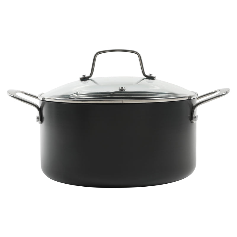 Martha Stewart Bosworth 10pc Hard Anodized Cookware Set - Black - Nonstick Interior - Stainless Steel Cast Handle - Gift Box