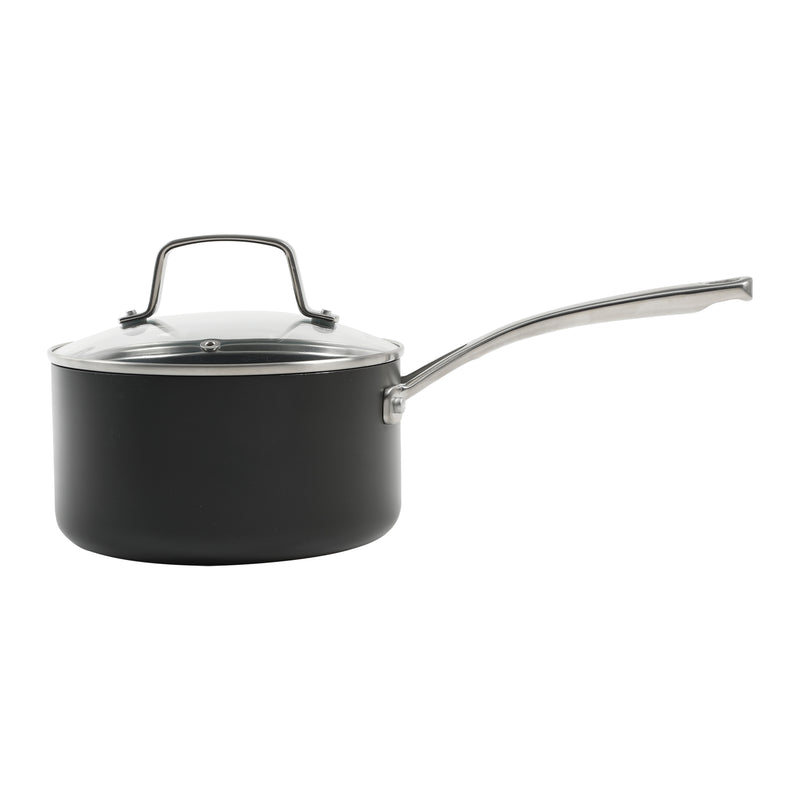 Martha Stewart Bosworth 10pc Hard Anodized Cookware Set - Black - Nonstick Interior - Stainless Steel Cast Handle - Gift Box