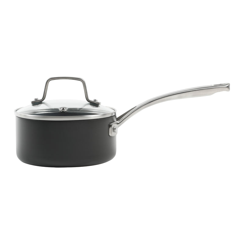 Martha Stewart Bosworth 10pc Hard Anodized Cookware Set - Black - Nonstick Interior - Stainless Steel Cast Handle - Gift Box