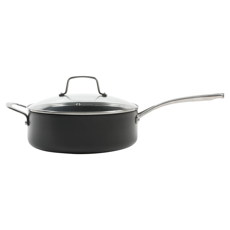 Martha Stewart Bosworth 10pc Hard Anodized Cookware Set - Black - Nonstick Interior - Stainless Steel Cast Handle - Gift Box