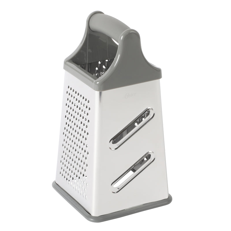 Oster Bluemarine 4 Sided Stainless Steel Box Grater - Blue/Grey - PP/TPR Handle - Color Sleeve