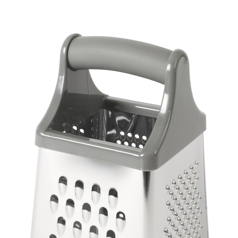 Oster Bluemarine 4 Sided Stainless Steel Box Grater - Blue/Grey - PP/TPR Handle - Color Sleeve