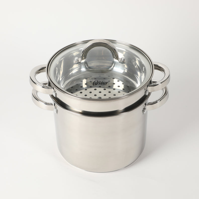 Oster Sangerfield 5qt Stainless Steel Pasta Pot Set w/ Steamer, Basket, & Lid - Gift Box