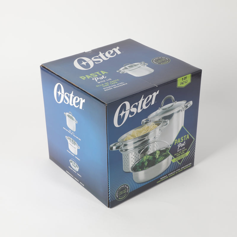 Oster Sangerfield 5qt Stainless Steel Pasta Pot Set w/ Steamer, Basket, & Lid - Gift Box