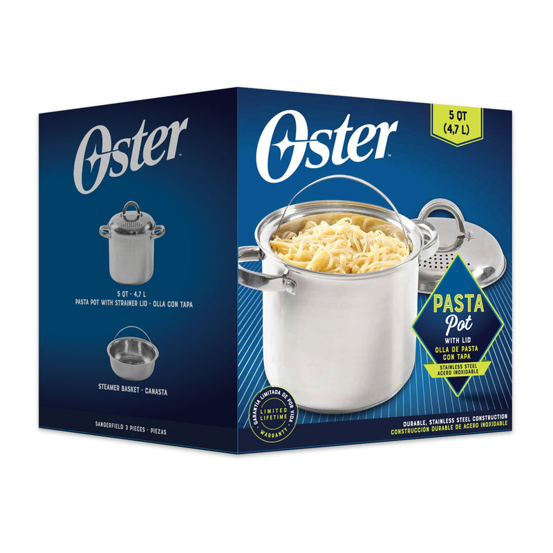 Oster Sangerfield 5qt Stainless Steel Pasta Pot w/ Steamer & Strainer Lid - Gift Box