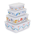 Gibson Home Anaya 8pc Nesting Food Storage Set w/ PP Lid -Rectangle - Decorated - Melamine - 400G - Color Sleeve w/ Shrink Wrap
