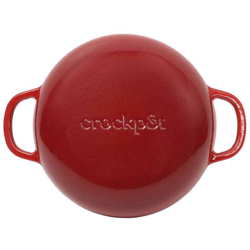 Crock-Pot Artisan Studio 4.8qt (12") Enamel Cast Iron Everyday Pan w/ Borosilicate Lid & Red Coated Knob - Gradient Red - Round - Gift Box w/ Remailer
