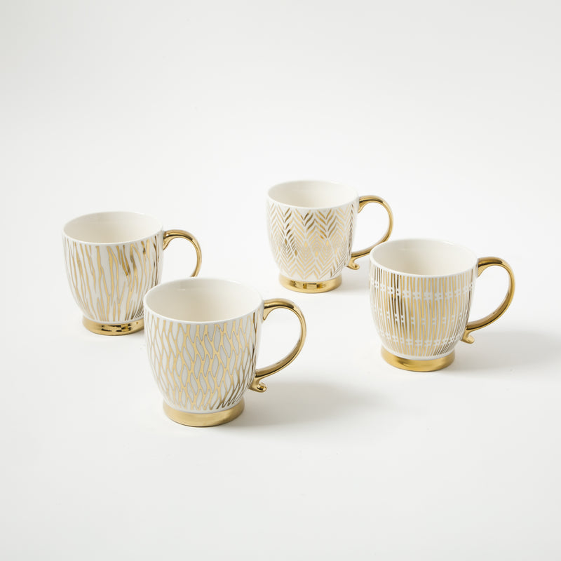Gibson Home Goldfinch 16.7oz Electroplated Cup - 4 Assorted Designs - Fine Ceramic - Open Stock