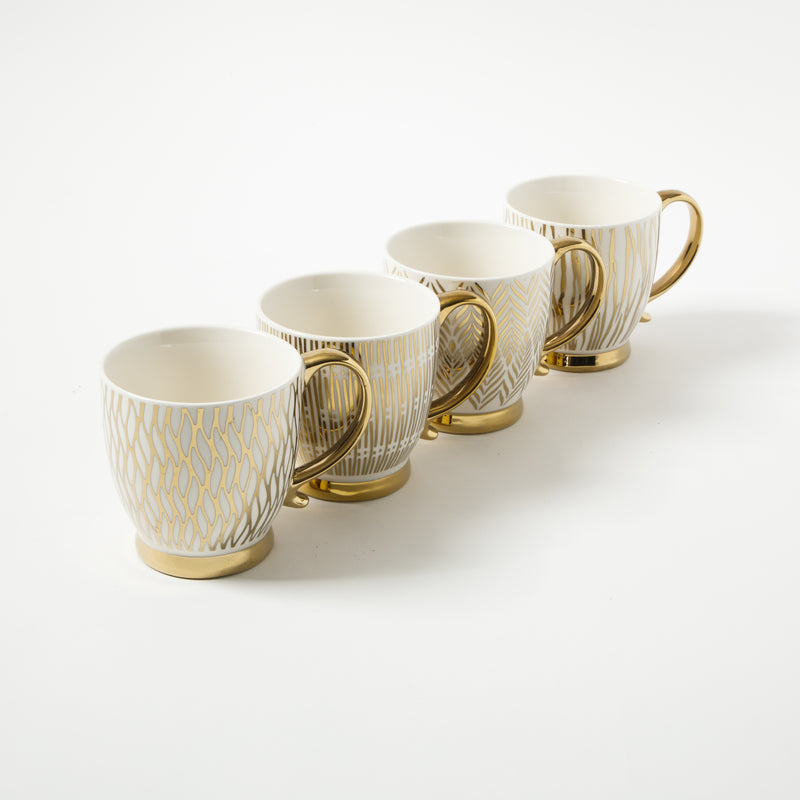 Gibson Home Goldfinch 16.7oz Electroplated Cup - 4 Assorted Designs - Fine Ceramic - Open Stock