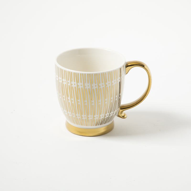 Gibson Home Goldfinch 16.7oz Electroplated Cup - 4 Assorted Designs - Fine Ceramic - Open Stock