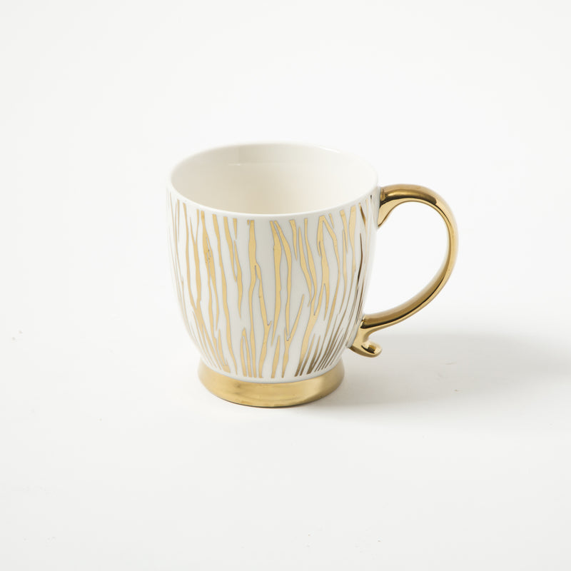 Gibson Home Goldfinch 16.7oz Electroplated Cup - 4 Assorted Designs - Fine Ceramic - Open Stock