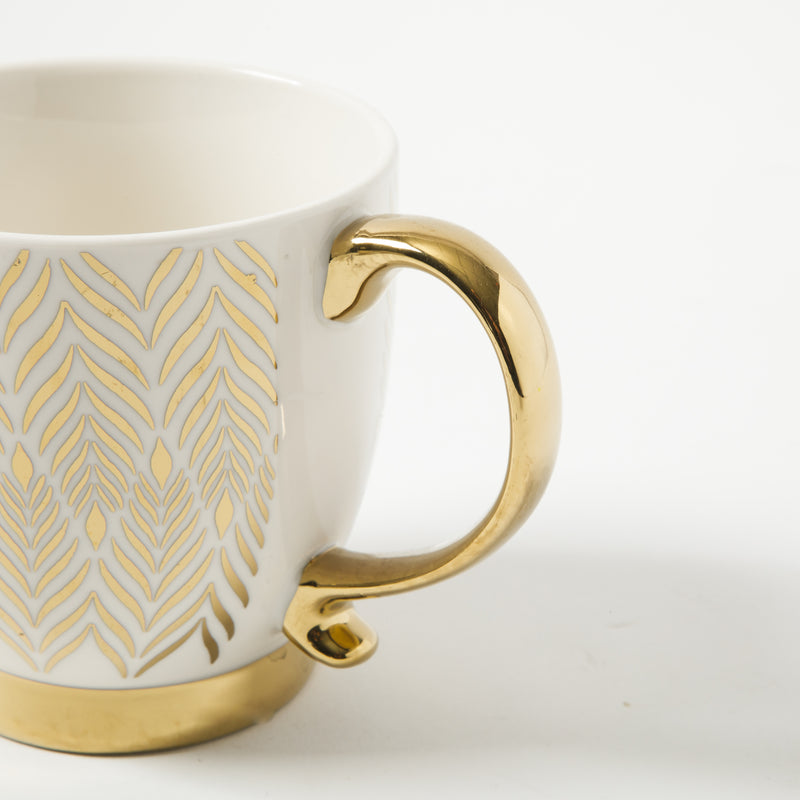 Gibson Home Goldfinch 16.7oz Electroplated Cup - 4 Assorted Designs - Fine Ceramic - Open Stock