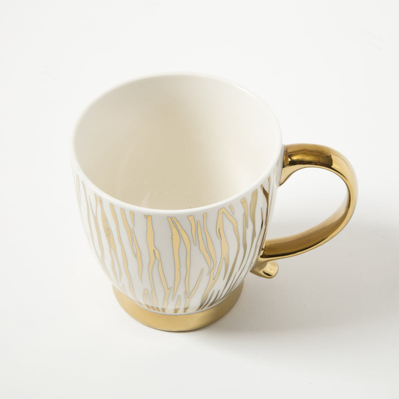 Gibson Home Goldfinch 16.7oz Electroplated Cup - 4 Assorted Designs - Fine Ceramic - Open Stock