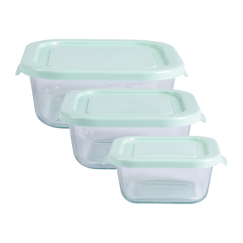 Martha Stewart Hadsell 6pc Borosilicate Glass Storage Container Set w/ PP Pop Lids - Martha Blue / Clear - Gift Box