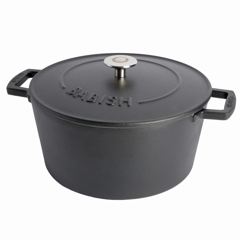 Babish - 6 Qt Dutch Oven W/ Lid - Blue - Matte Finish - Ss Knob - Cast Iron - Color Sleeve W/ Rm