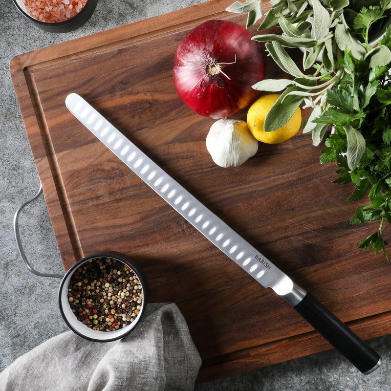 Babish 12" German Steel Super Slicer Knife - Stainless Steel - Gift Box w/ Remailer