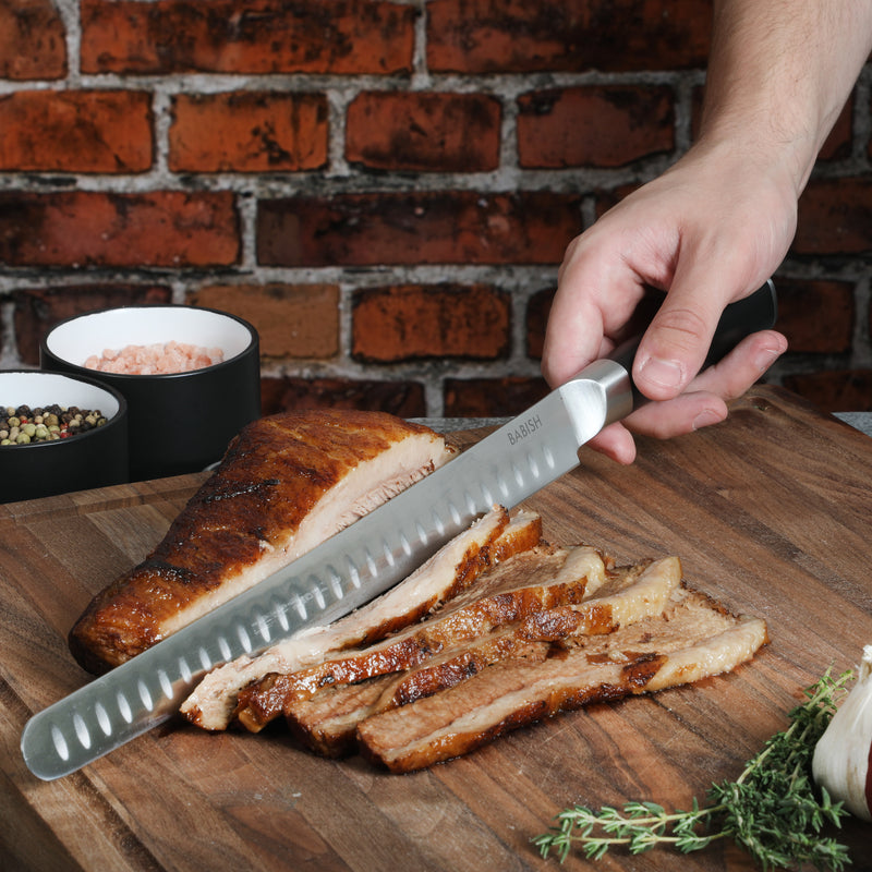 Babish 12" German Steel Super Slicer Knife - Stainless Steel - Gift Box w/ Remailer
