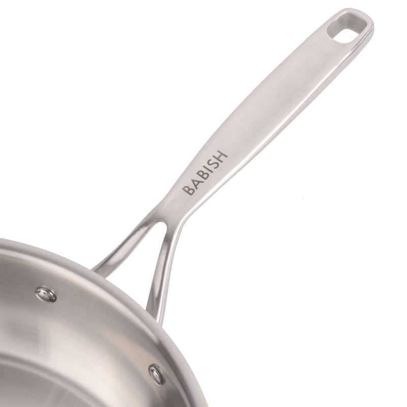 Babish 5qt Triply Stainless Steel Covered Sauté w/ Lid - Cast Stainless Steel Handle & Lid - Gift Box w/ Remailer
