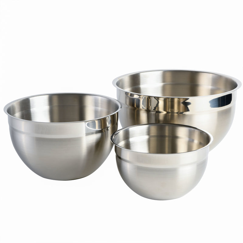 Babish 3pc Stainless Steel Mixing Bowl Set - Brushed - Gift Box w/ Remailer