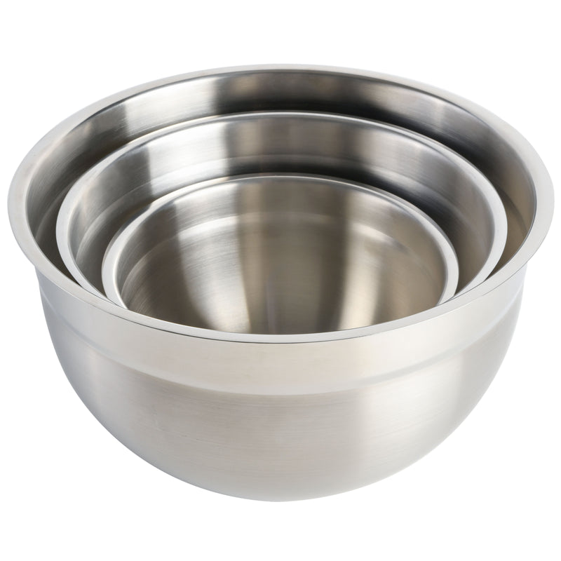 Babish 3pc Stainless Steel Mixing Bowl Set - Brushed - Gift Box w/ Remailer