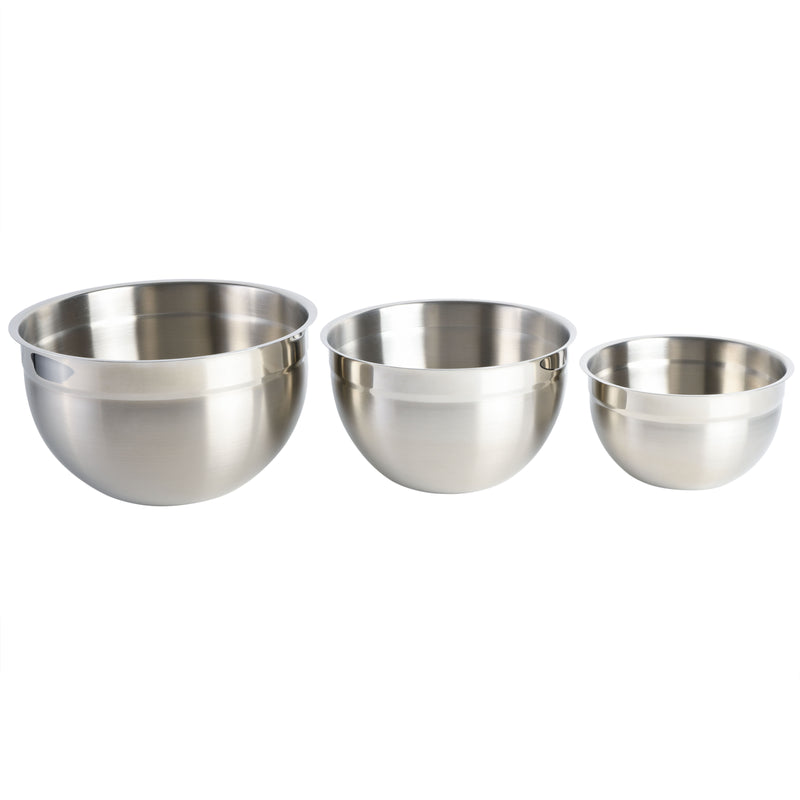 Babish 3pc Stainless Steel Mixing Bowl Set - Brushed - Gift Box w/ Remailer
