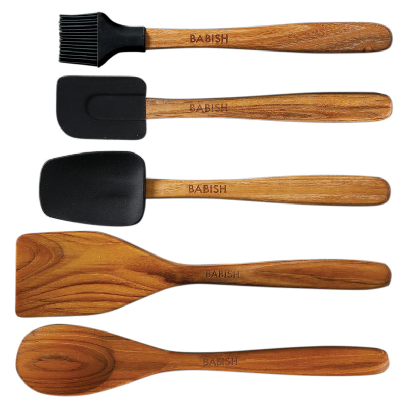 Babish 11pc Essential Tool Set - Wood / Silicone / SS - GBX w/ Remailer