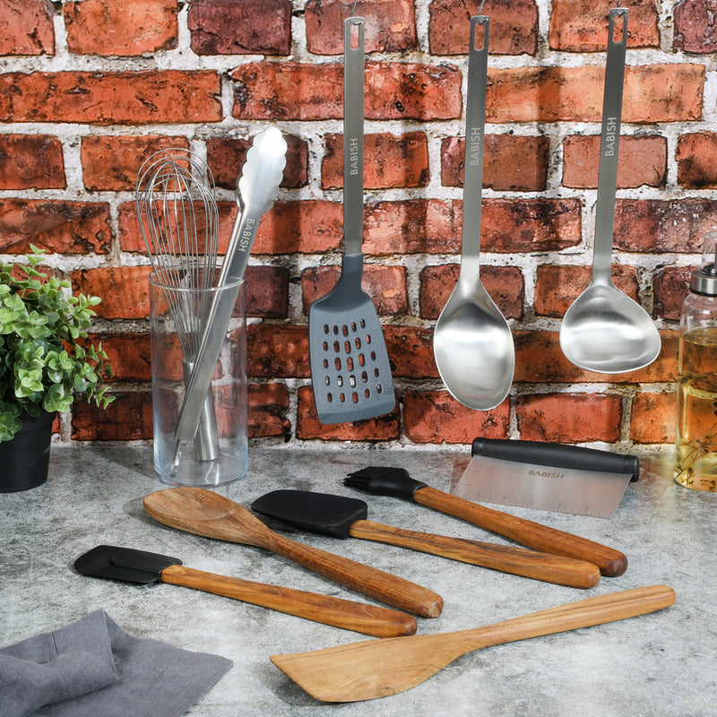 Babish 11pc Essential Tool Set - Wood / Silicone / SS - GBX w/ Remailer
