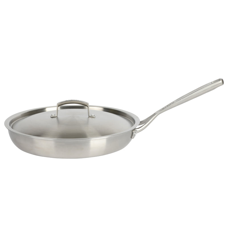 Babish 12.5" Stainless Steel Triply Fry Pan w/ Stainless Steel Lid - Color Sleeve w/ Remailer