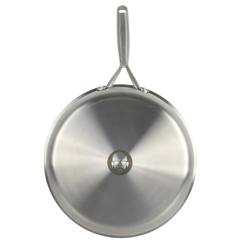 Babish 12.5" Stainless Steel Triply Fry Pan w/ Stainless Steel Lid - Color Sleeve w/ Remailer