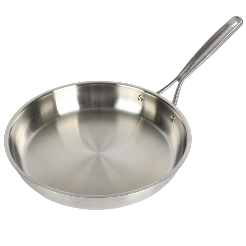 Babish 12.5" Stainless Steel Triply Fry Pan w/ Stainless Steel Lid - Color Sleeve w/ Remailer