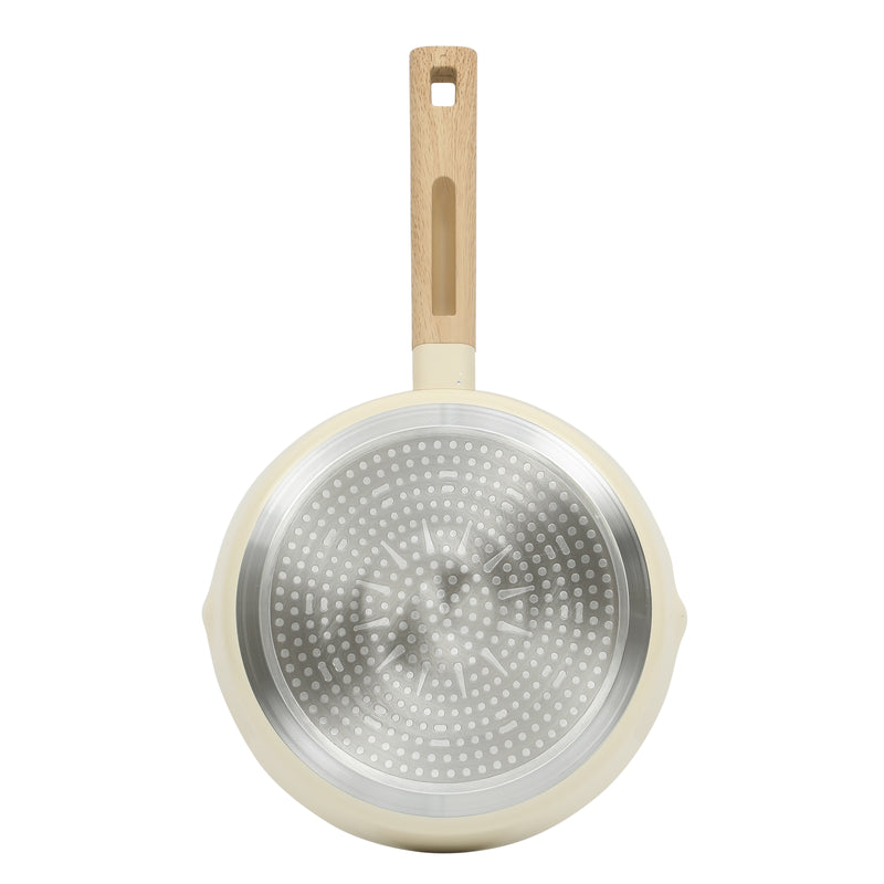 Gibson Home Marbleton 9.5" Aluminum Frying Pan - Ceramic Speckle Int - Wood Look Handle - O/S - Color Sleeve
