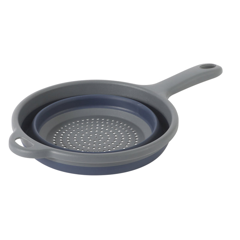 Oster Bluemarine 7" Foldable Colander w/ Long Handle - Blue/Grey - Round - PP/TPR - Color Sleeve