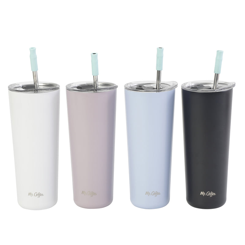 Mr. Coffee Java Quest 23oz Stainless Steel Thermal Tumbler w/ Stainless Steel Straw & AS Lid - Double Wall - 4 Assorted Colors - Open Stock