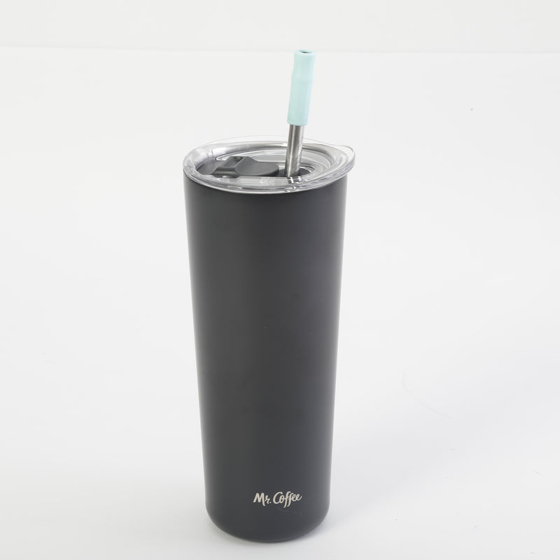 Mr. Coffee Java Quest 23oz Stainless Steel Thermal Tumbler w/ Stainless Steel Straw & AS Lid - Double Wall - 4 Assorted Colors - Open Stock