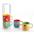 Peanuts Gentle Reminders 4pc 14.8oz Cups w/ Metal Stand - 4 Assorted Designs - Decorated -Stoneware - Gift Box