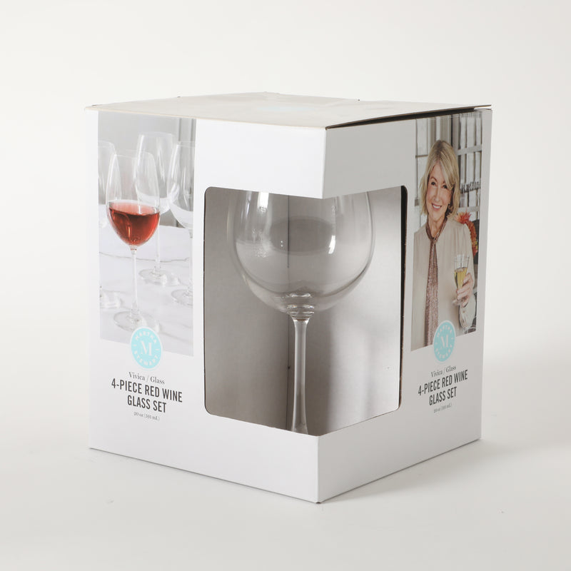 Martha Stewart Vivica 4pc 20oz Stemmed Red Wine Glass Set - Clear - Open Window Gift Box