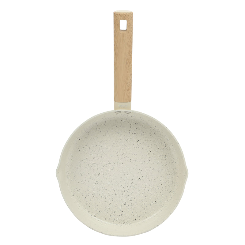 Gibson Home Marbleton 9.5" Aluminum Frying Pan - Ceramic Speckle Int - Wood Look Handle - O/S - Color Sleeve