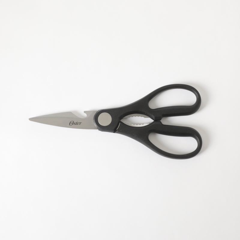 Oster Gunderson 2pc Stainless Steel 7" Cleaver & Scissors - Black Textured Nonstick Blade - ABS Bolster/PP Wood Look Handle - Clam Pack