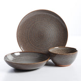 Gibson Elite Dreamweaver Brown 12pc Double Bowl Dinnerware Set - Reactive - Earthenware - Gift Box