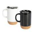 Gibson Home Modani 16.5oz Cup w/ PP Lid - Cork Base - Black & White - Solid Color - Stoneware - Color Sleeve