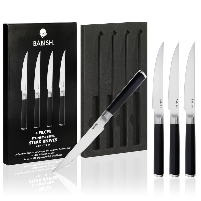 Babish 4pc Stainless Steel Steak Knife Set - ABS Handle - Gift Box w/ Remailer
