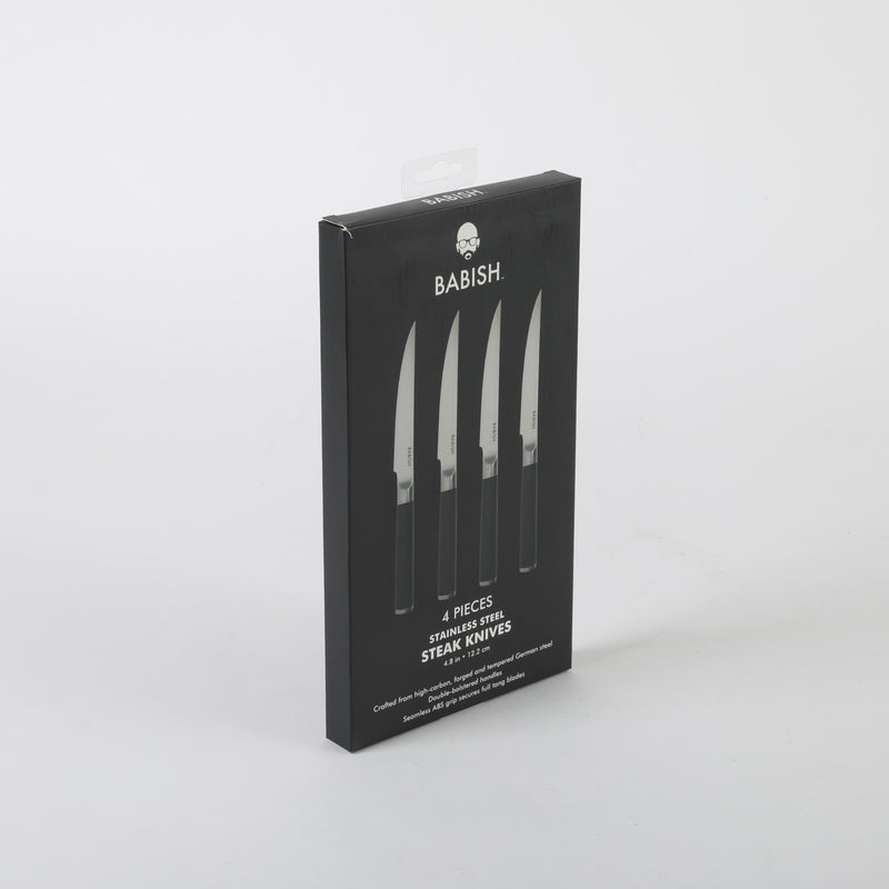 Babish 4pc Stainless Steel Steak Knife Set - ABS Handle - Gift Box w/ Remailer