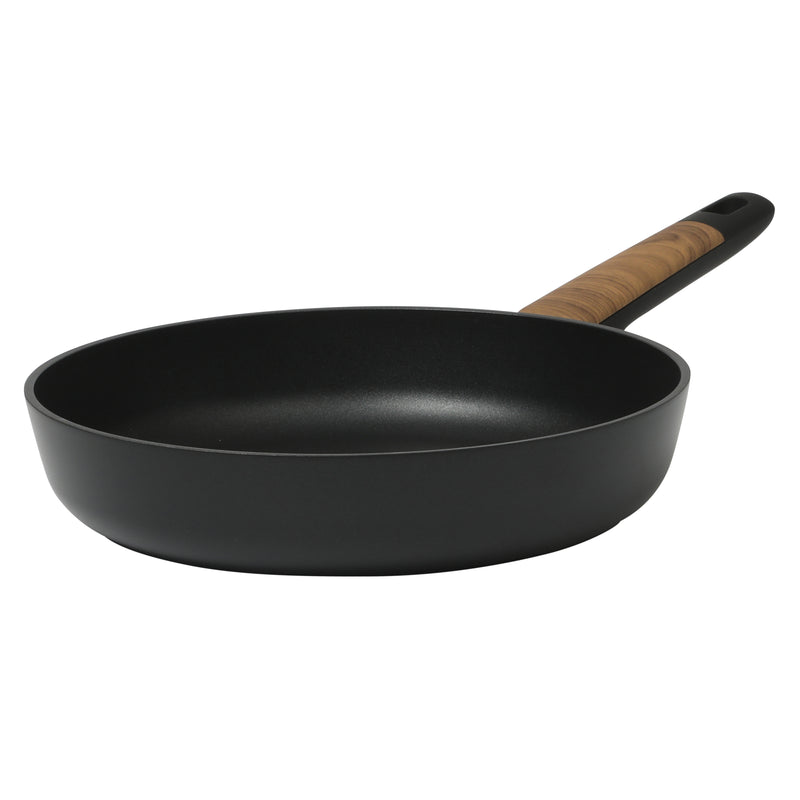 Oster Oxburg 10" Aluminum Frying Pan - Matte Black - Nonstick Interior - Induction Base - Black 2 Tone Soft Touch Wooden Handle - Color Sleeve