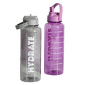 Gibson Home Breuer 50oz Water Bottle w/ AS Lid & Handle - 2 Assorted Colors - Clear - Tritan / AS Plastic - Open Stock